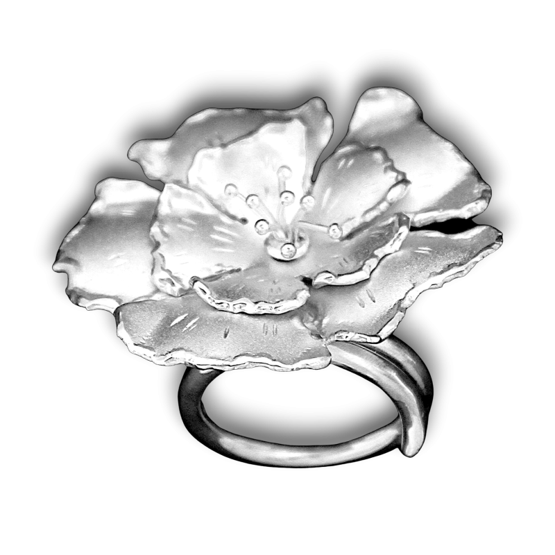 Anello a Fiore in Argento Fatto a Mano
