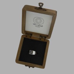 Anello con Iniziale (Lettera Sigla) in Argento - Sigillo quadro (chevalières) per Ragazza e Ragazzo, Uomo Donna